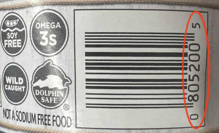 Close-up of a UPC code on a Blue Harbor Fish Co.® can